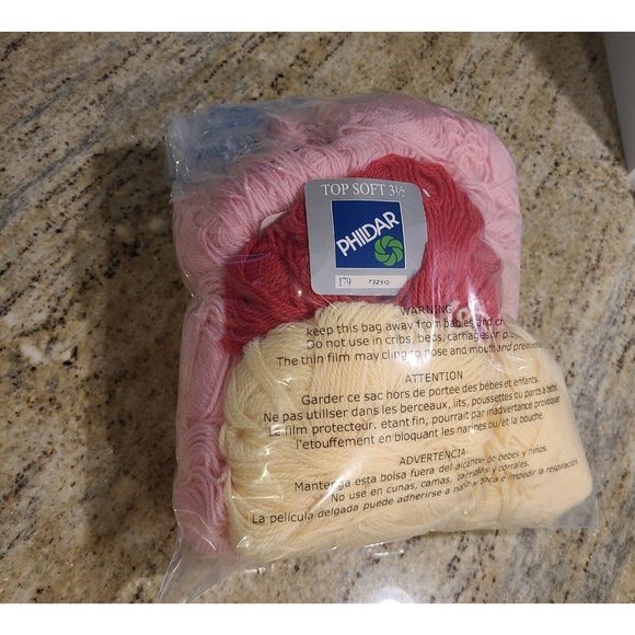 Phildar Top Soft 3 1/2  Wool Blend 10 Skeins 50 Gr Baby Blue Pink Yellow.  Red - Picture 9 of 9